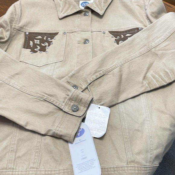 Vintage Dg2 / Diane Gilman Distressed, Light Brown, Denim Jean Jacket, SZ1X NWT - Picture 7 of 11